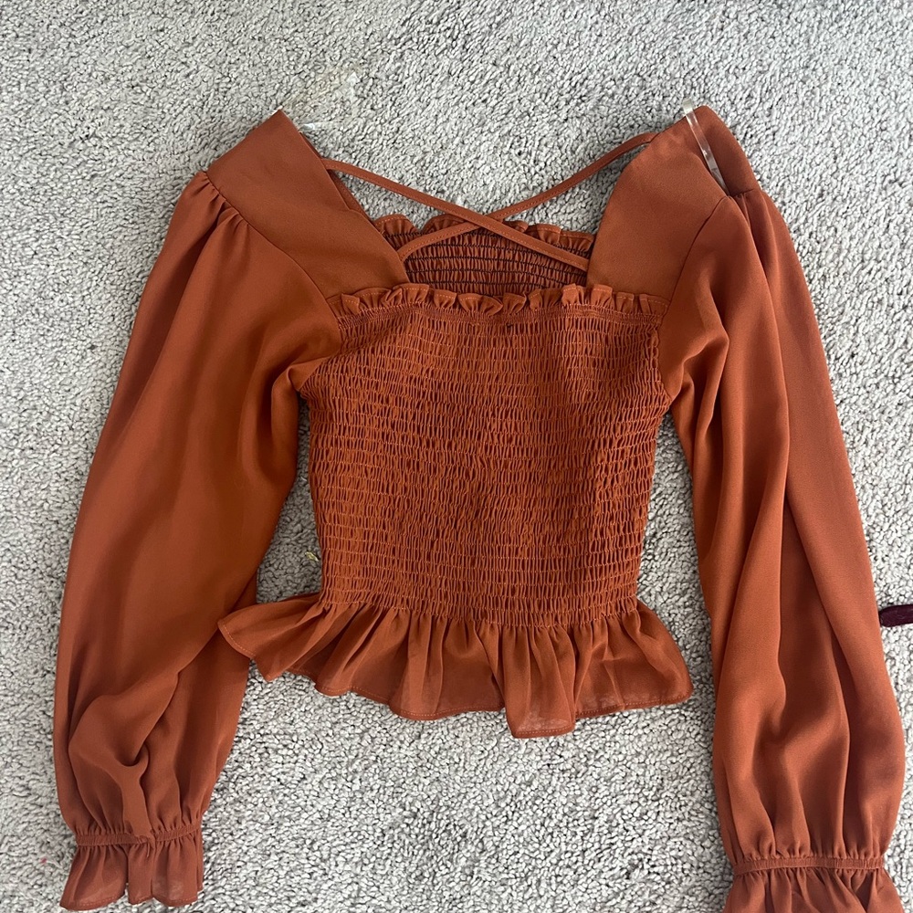Rust Smocked Women's Top